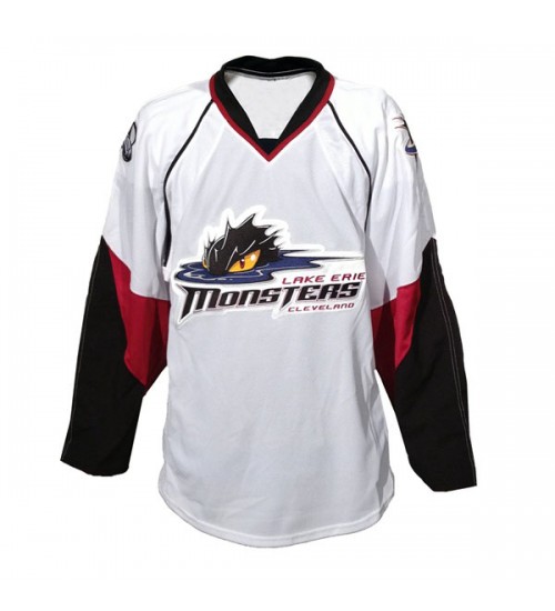 Custom AHL Cleveland Lake Erie Monsters Away Premier Hockey Jersey White