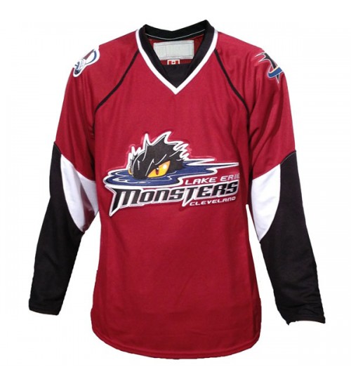 Custom AHL Cleveland Lake Erie Monsters Home Premier Hockey Jersey Red