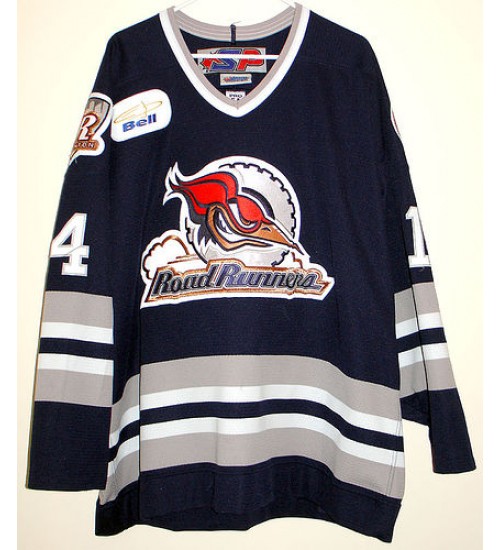 Custom AHL Edmonton Roadrunners 14 Torres Hockey Jersey Roay Dark Blue