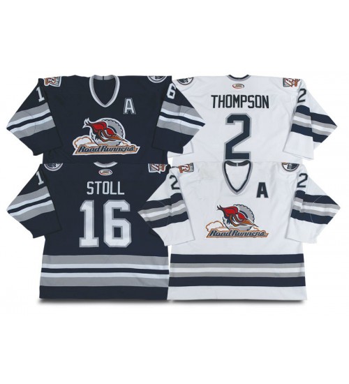 Custom AHL Edmonton Roadrunners 16 Stoll Hockey Jersey Roay Dark Blue