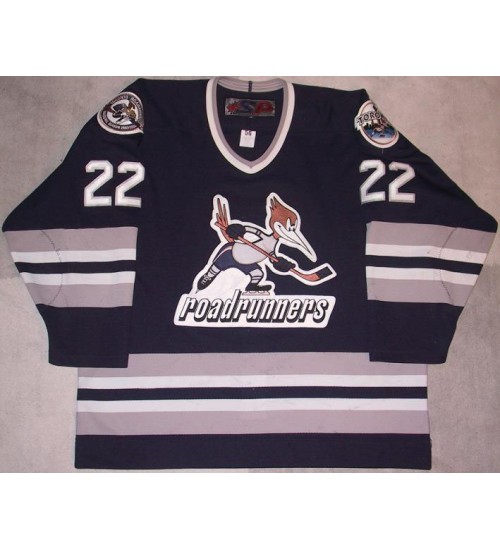 Custom AHL Edmonton Roadrunners 22 Jani Rita Hockey Jersey Roay Dark Blue