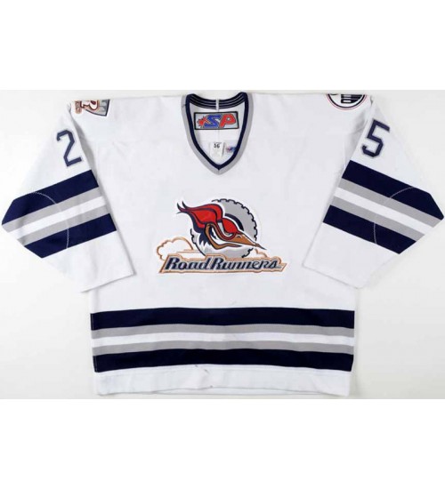 Custom AHL Edmonton Roadrunners 25 JJ Hunter Hockey Jersey Home White