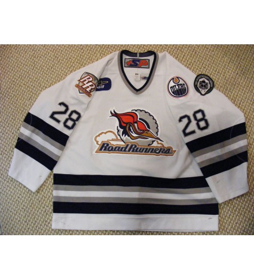 Custom AHL Edmonton Roadrunners 28 Platt Hockey Jersey Home White