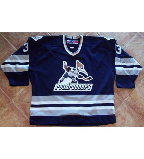 Custom AHL Edmonton Roadrunners 33 Mikko Luoma Hockey Jersey Roay Dark Blue