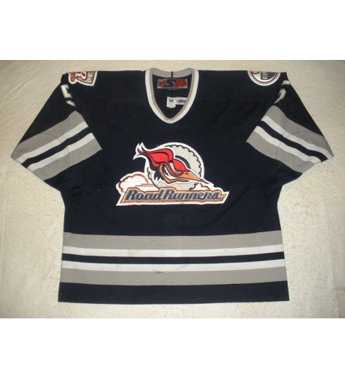 Custom AHL Edmonton Roadrunners 5 Jeff Woywitka Hockey Jersey Roay Dark Blue