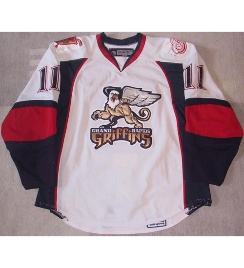 Custom AHL Grand Rapids Griffins 11 Ville Leino Hockey Jersey Home White