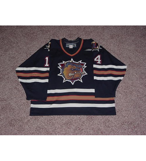 Custom AHL Hamilton Bulldogs 14 Jean Silverman Hockey Jersey Blue