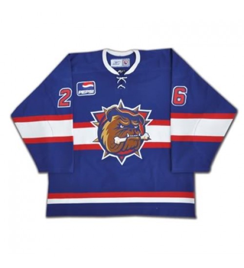 Custom AHL Hamilton Bulldogs 26 Lapierre Authentic Hockey Jersey Blue