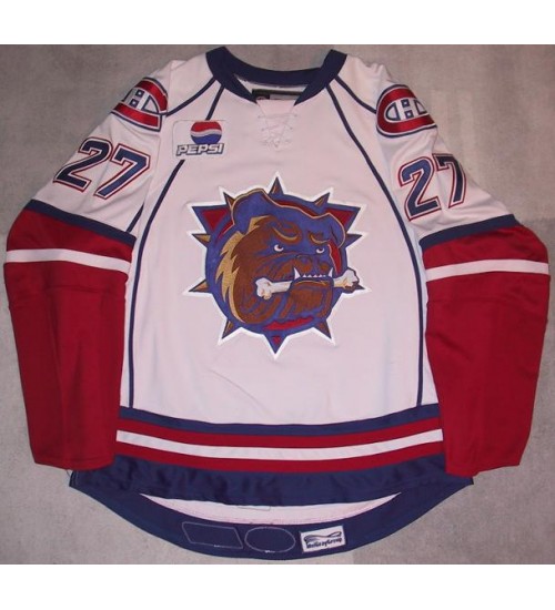 Custom AHL Hamilton Bulldogs 27 Janne Lahti Hockey Jersey Home White