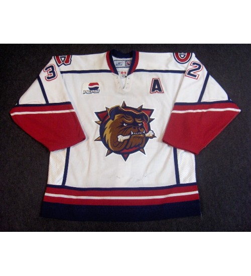 Custom AHL Hamilton Bulldogs 32 Ajay Baines Hockey Jersey Home White