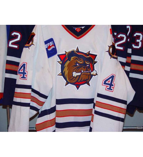 Custom AHL Hamilton Bulldogs 4 Ales Pisa Hockey Jersey Home White