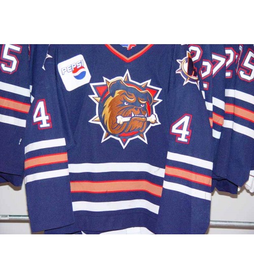 Custom AHL Hamilton Bulldogs 4 Ales Pisa Hockey Jersey Road Blue