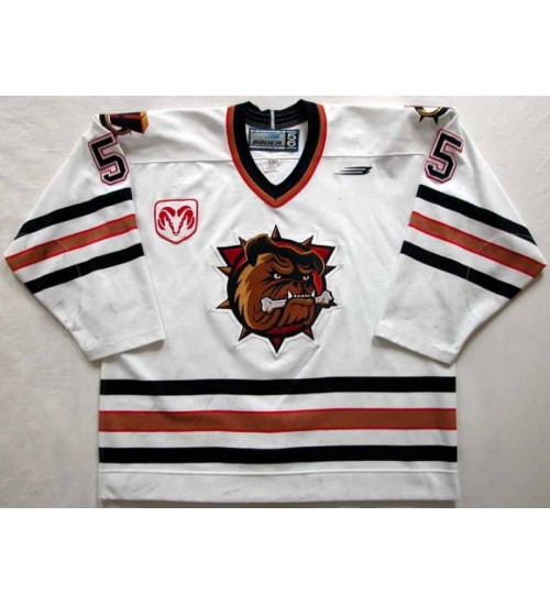 Custom AHL Hamilton Bulldogs 5 Chris Hajt Authentic Hockey Jersey White