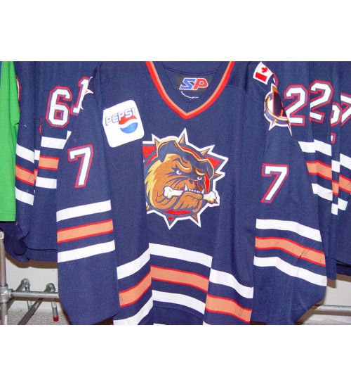 Custom AHL Hamilton Bulldogs 7 Jan Horacek Hockey Jersey Road Blue