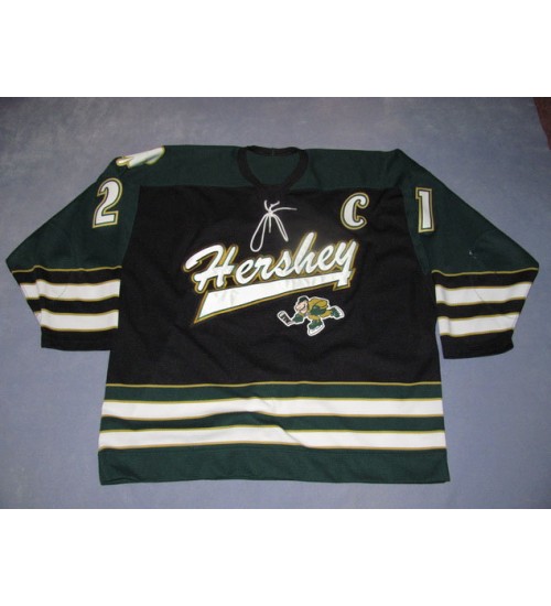 Custom AHL Hershey Bears 21 Kelly Fairchild Jersey Black Green