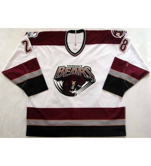 Custom AHL Hershey Bears 28 Marc Busenberg Jersey Avalanche Capitals White