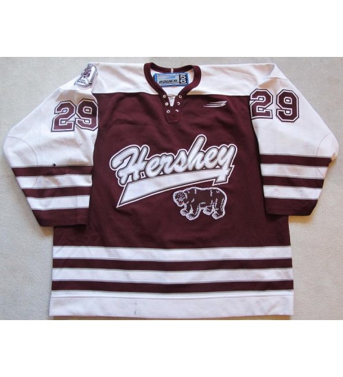 Custom AHL Hershey Bears 29 Sami Helenius Hockey Jersey Bauer Burgandy