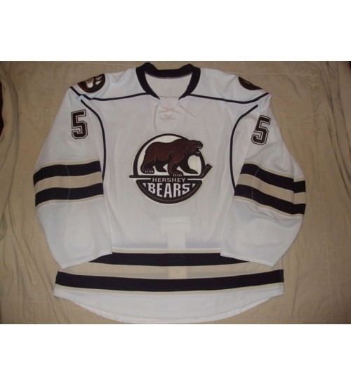 Custom AHL Hershey Bears 5 Schill Jersey Fight Capitals White