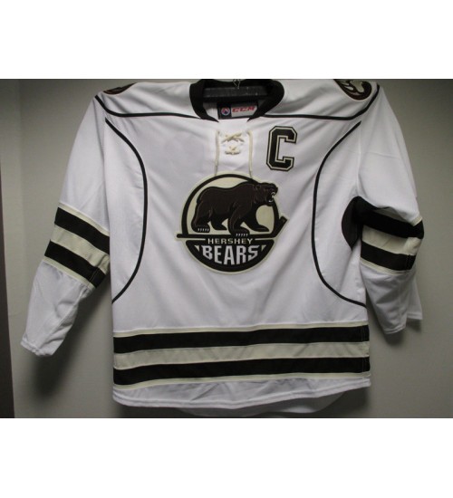 Custom AHL Hershey Bears 7 Steve Oleksy Jersey Avalanche Capitals White