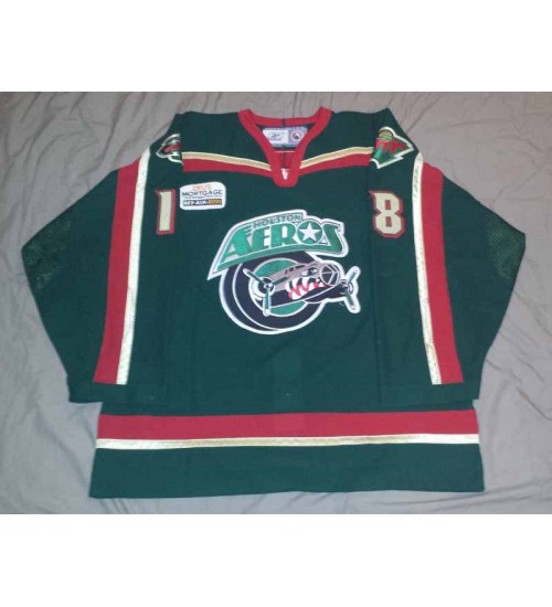 Custom AHL Houston Aeros 18 Roman Voloshenko Hockey Jersey Green