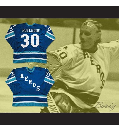 Custom AHL Houston Aeros 30 Wayne Rutledge Hockey Jersey Blue