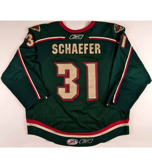 Custom AHL Houston Aeros 31 Schaefer Hockey Jersey Green