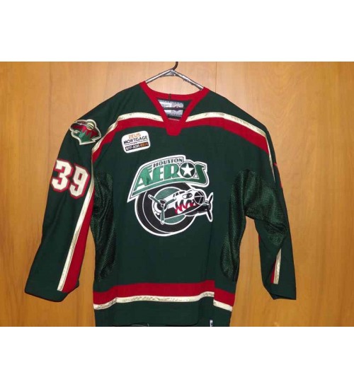 Custom AHL Houston Aeros 39 Clayton Stoner Hockey Jersey Green