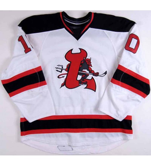 Custom AHL Lowell Devils 10 Barry Tallackson Hockey Jersey White