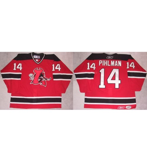 Custom AHL Lowell Devils 14 Pihlman Hockey Jersey Road Red