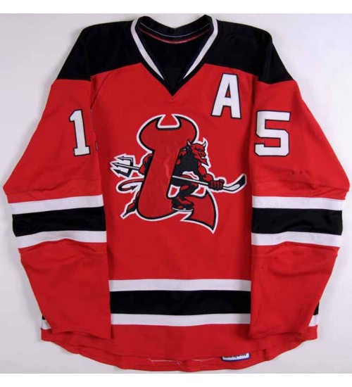 Custom AHL Lowell Devils 15 Noah Clarke Hockey Jersey Away Red Colorado College