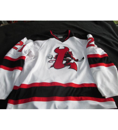 Custom AHL Lowell Devils 21 Pierre Luc LeBlond Hockey Jersey White