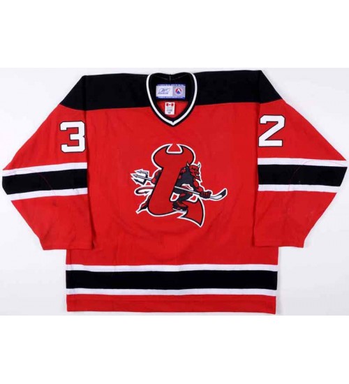 Custom AHL Lowell Devils 32 Olli Malmivaara Hockey Jersey Away Red