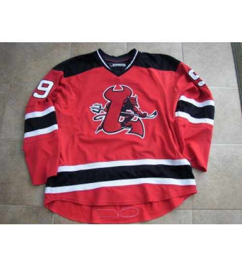 Custom AHL Lowell Devils 9 Mike Pandolfo Hockey Jersey Away Red