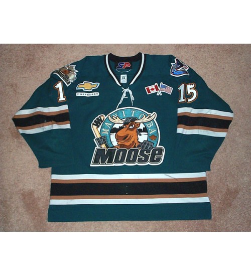 Custom AHL Manitoba Moose 15 Pat Kavanagh Hockey Jersey Road Blue