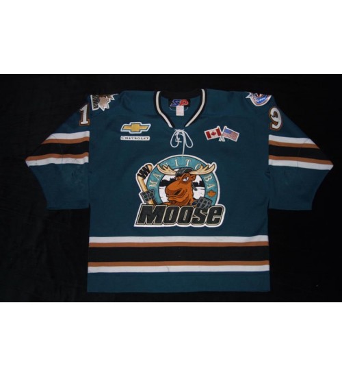 Custom AHL Manitoba Moose 19 Savage Hockey Jersey Home Teal