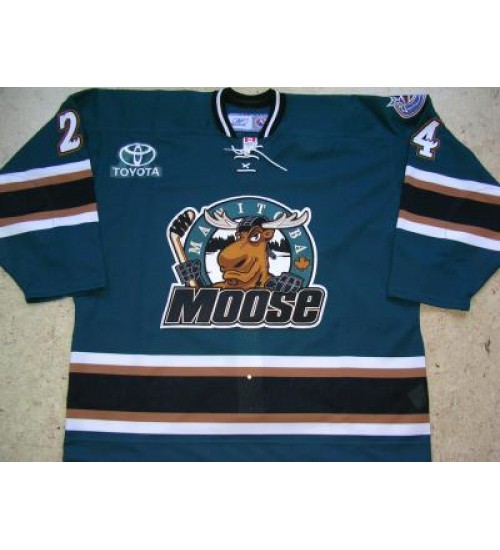 Custom AHL Manitoba Moose 24 Keefe Hockey Jersey Home Teal