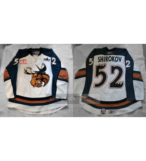 Custom AHL Manitoba Moose 52 Shirokov Hockey Jersey Home White