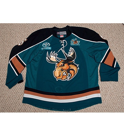 Custom AHL Manitoba Moose 6 Kevin Connauton Hockey Jersey Home Teal