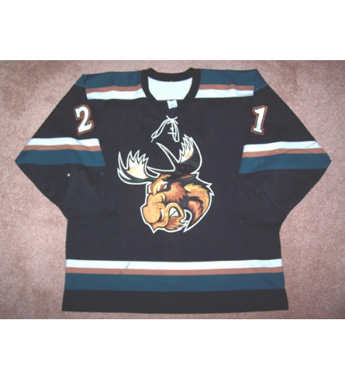 Custom AHL Manitoba Moose Vancouver Canucks 21 Jimmy Roy Black Alternate jersey