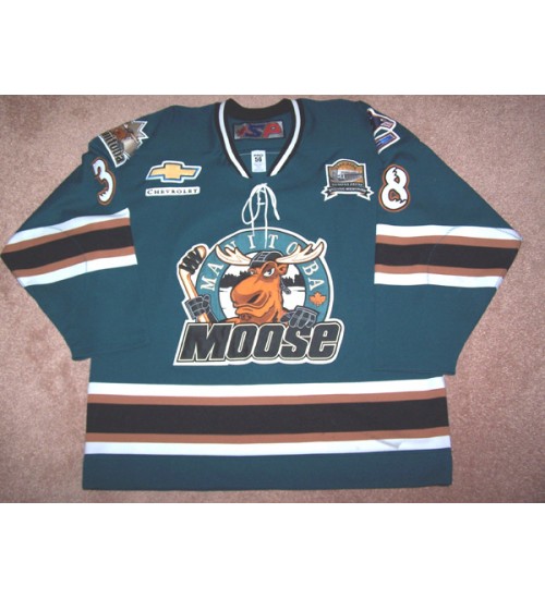 Custom AHL Manitoba Moose Vancouver Canucks 38 Blouin Hockey Teal