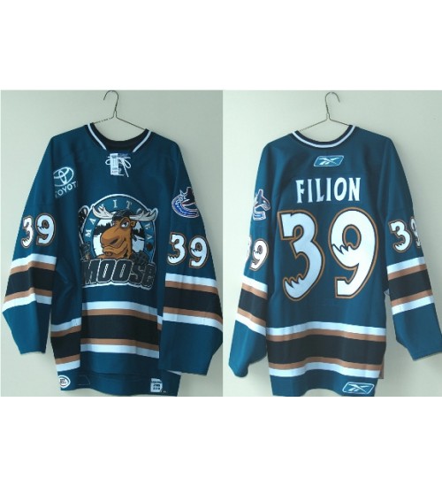 Custom AHL Manitoba Moose Vancouver Canucks 39 Filion Hockey Jersey Teal