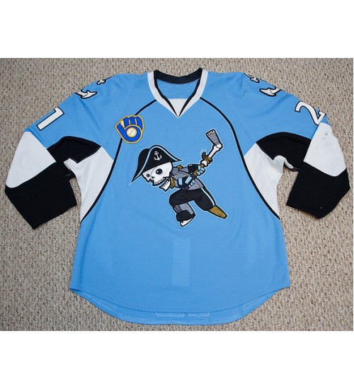 Custom AHL Milwaukee Admirals 21 Beck Premier Hockey Jersey Blue