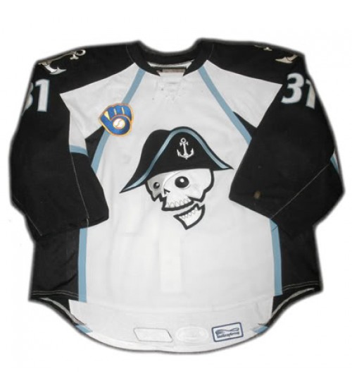 Custom AHL Milwaukee Admirals 31 Mark Dekanich Premier Hockey Jersey Away White