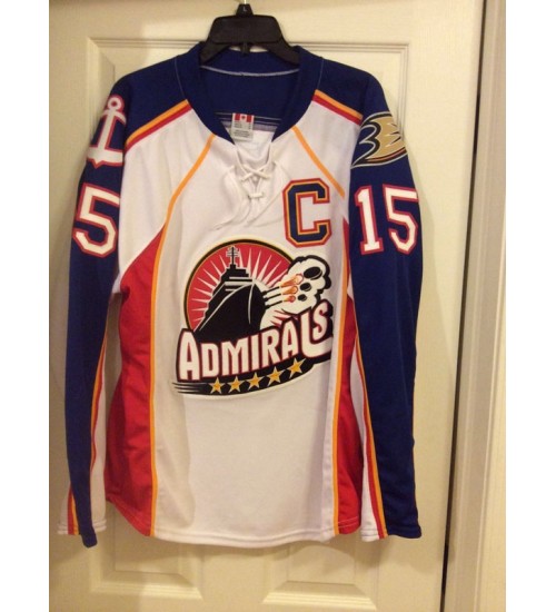 Custom AHL Norfolk Admirals 15 Ryan Getzlaf Premier Hockey Jersey White