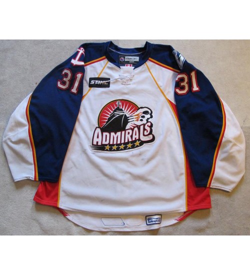 Custom AHL Norfolk Admirals 31 Karri Ramo Authentic Premier Hockey Jersey White