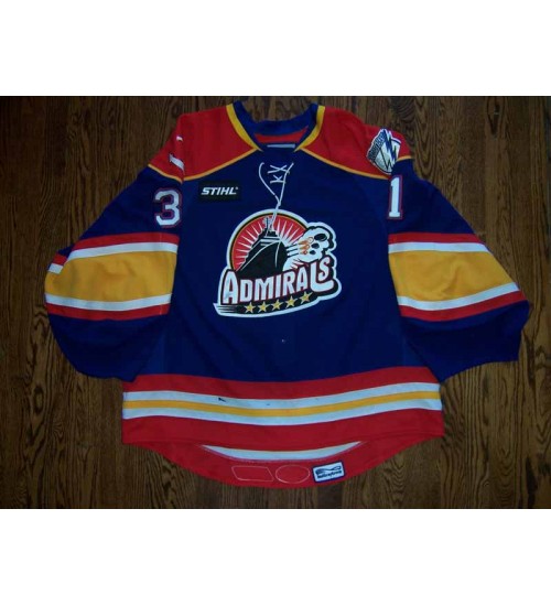 Custom AHL Norfolk Admirals 31 Karri Ramo Hockey Jersey Blue