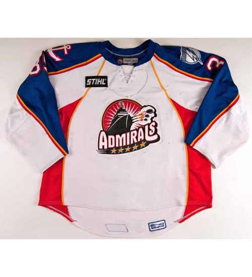 Custom AHL Norfolk Admirals 35 Jonathan Boutin North Dakota Hockey Jersey White