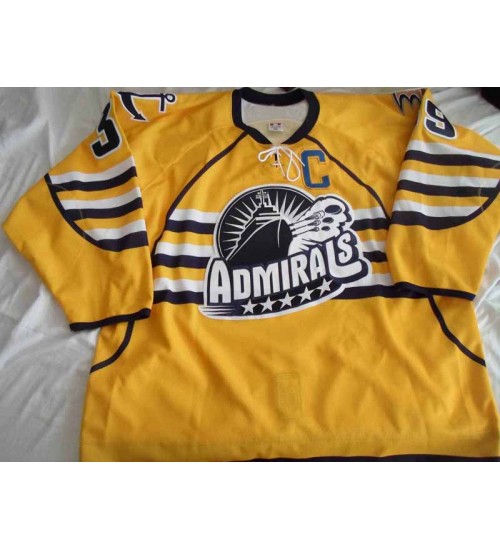 Custom AHL Norfolk Admirals 39 Dave Steckel Authentic Premier Hockey Jersey Yellow