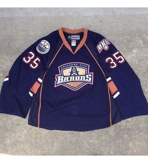 Custom AHL Oklahoma City Barons 35 F Tuohimaa Premier Authentic Hockey Jersey Blue