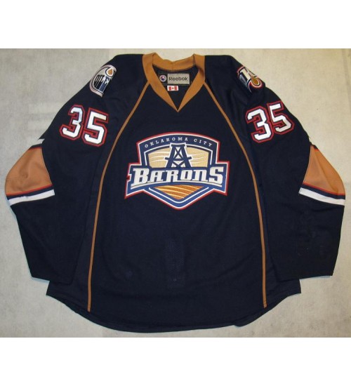 Custom AHL Oklahoma City Barons 35 Teemu Hartikainen Premier Authentic Hockey Jersey Blue